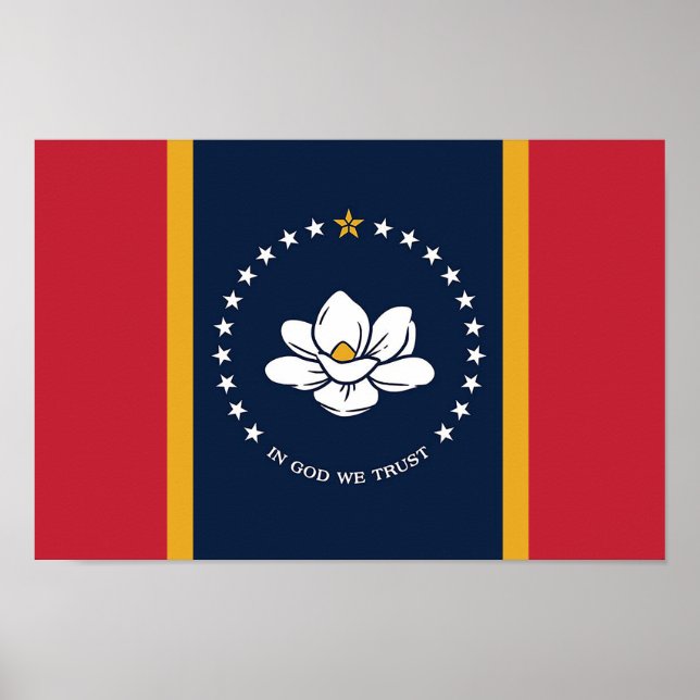 Mississippi Statlig flagga (nytt 2020) Poster (Framsidan)
