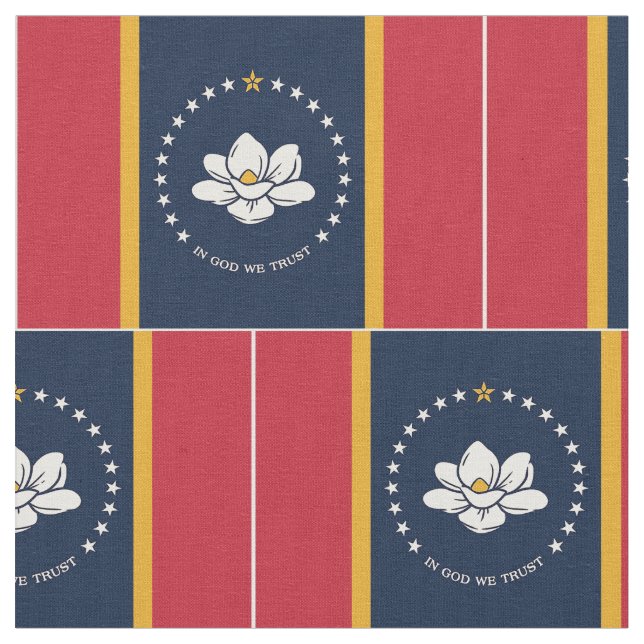 Mississippi Statlig flagga (nytt 2020) Tyg (Närbild)