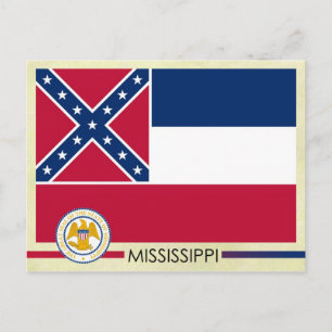 Mississippi Statlig flagga och Seal Vykort