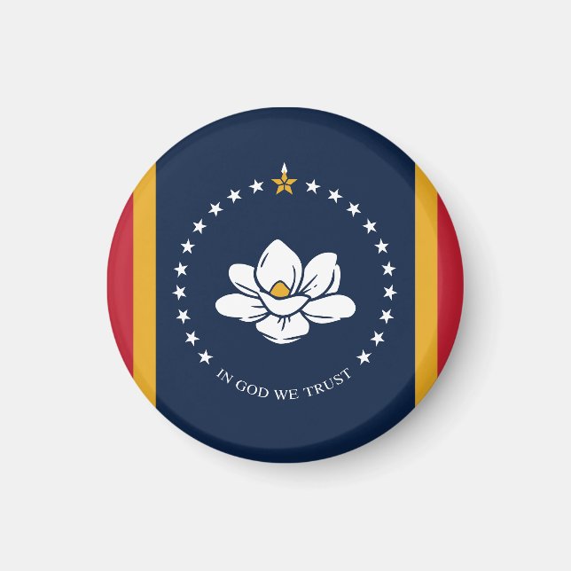 Mississippi Statlig flagga USA Magnet (Framsidan)