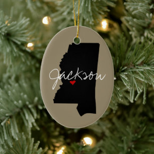 Mississippi Town Julgransprydnad Keramik