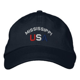 Mississippi USA Embroieded Navy Blue Hat Broderad Keps