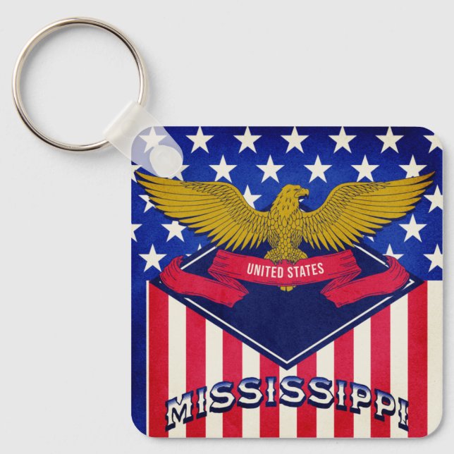 Mississippi USA flagga Nyckelring (Framsida)