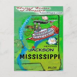 Mississippi USA-kort Vykort