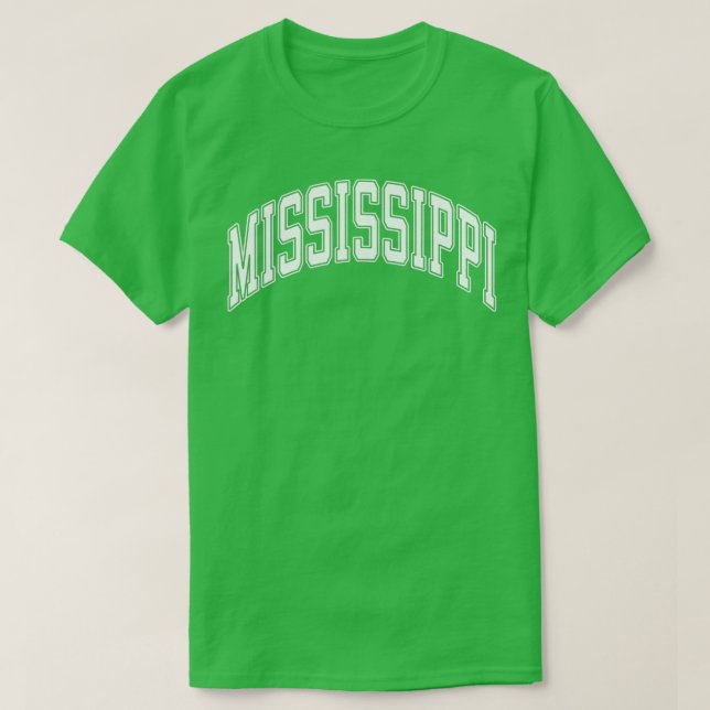 Mississippi Varsity Stil White Text T Shirt (Design framsida)