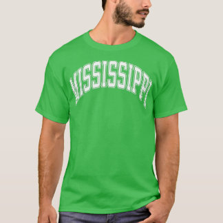 Mississippi Varsity Stil White Text T Shirt