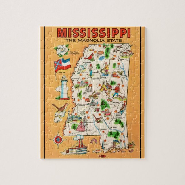 Mississippi Vintage Karta Pussel (Vertikal)