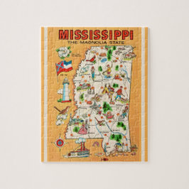Mississippi Vintage Karta Puzzle Pussel