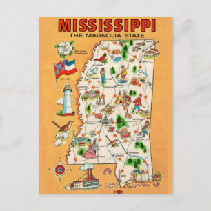 Mississippi Vintage Karta Vykort