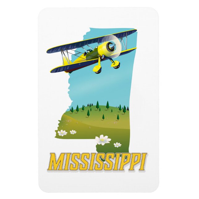 Mississippi Vintage kartlägrevy tryck. Magnet (Vertikal)