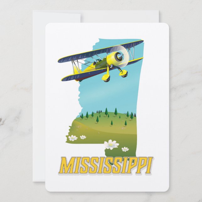 Mississippi Vintage kartresaaffisch tryck. (Framsida)