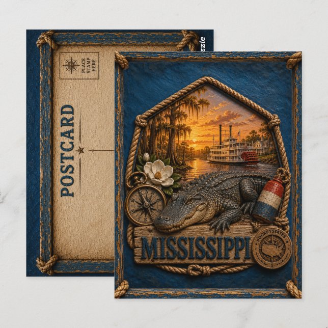 Mississippi Vintage Resor Vykort (Fram/baksida)