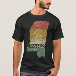 Mississippi Vintage Retro Sunset Distress Karta T Shirt
