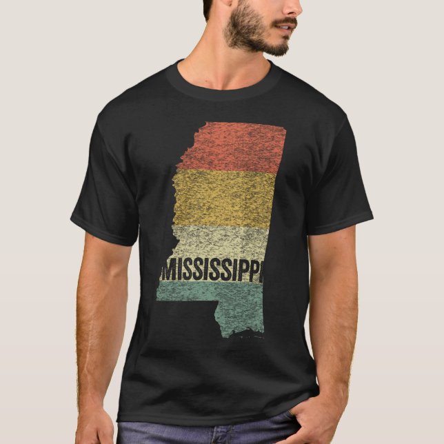 Mississippi Vintage Retro Sunset Distress Karta T Shirt (Framsida)