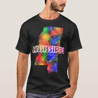 Mississippis färgade mandala art karta med text t shirt