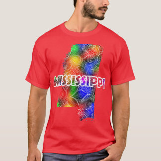 Mississippis färgade mandala art karta med text t shirt