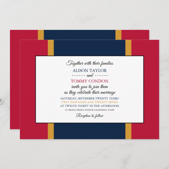 Mississippiska Flagga, Flagga Mississippi Bröllop Inbjudningar (Fram/baksida)