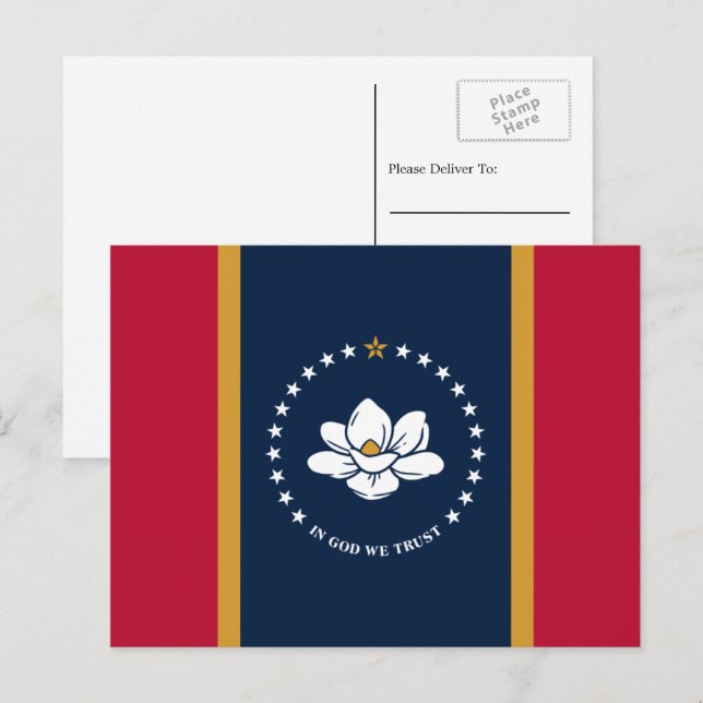 Mississippiska Flagga, Flagga Mississippi Vykort (Fram/baksida)