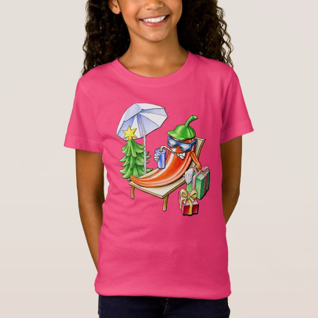 Misskött grinning Chili firar jul T Shirt (Framsida)