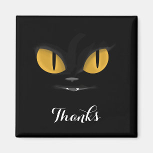 Misskött svart katt med Fangs tack Magnet