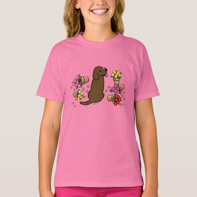 Missköv choklad Labrador Tee Shirt (Framsida)