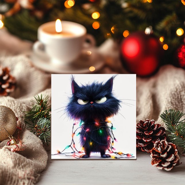 Missnöjd semesterkatt julkort (Skapare uppladdad)