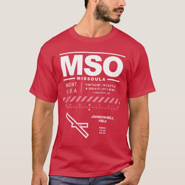 Missoula Internationell flygplats MSO T-Shirt (Framsida)