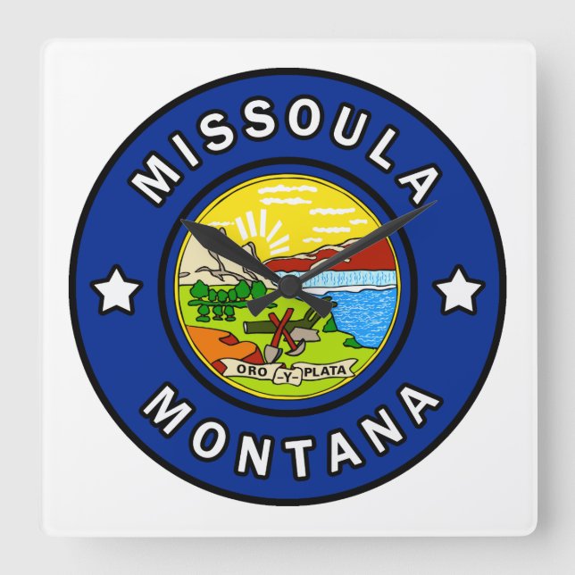 Missoula Montana Fyrkantig Klocka (Framsida)