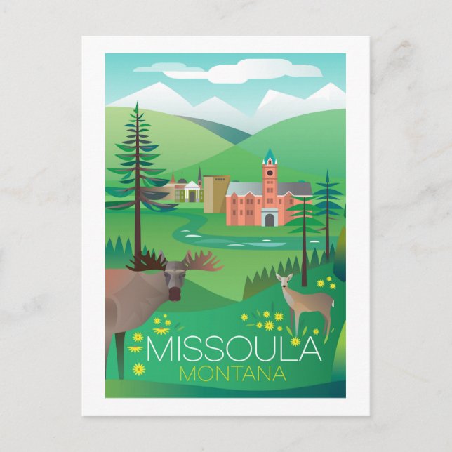 Missoula Montana Postcard Vykort (Framsida)