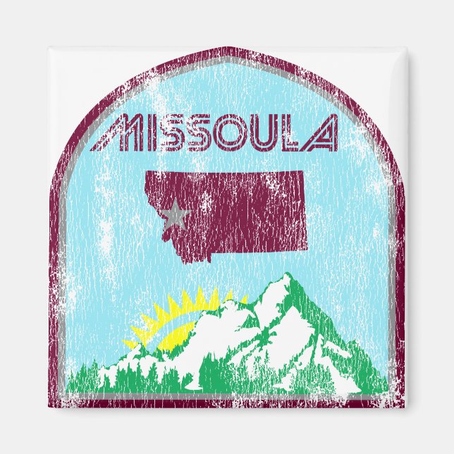 Missoula Montana State Vintage Magnet (Framsidan)