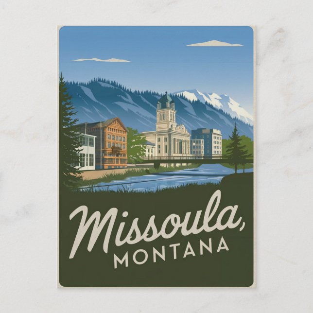 Missoula Montana Vintage Vykort (Framsida)