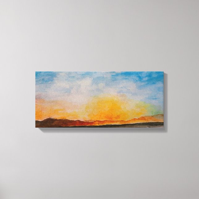 Missoula Montana Watercolor Mountains Ligcape Canvastryck (Framsida)