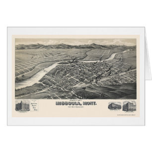 Missoula panorama- karta för MT - 1891 Hälsningskort