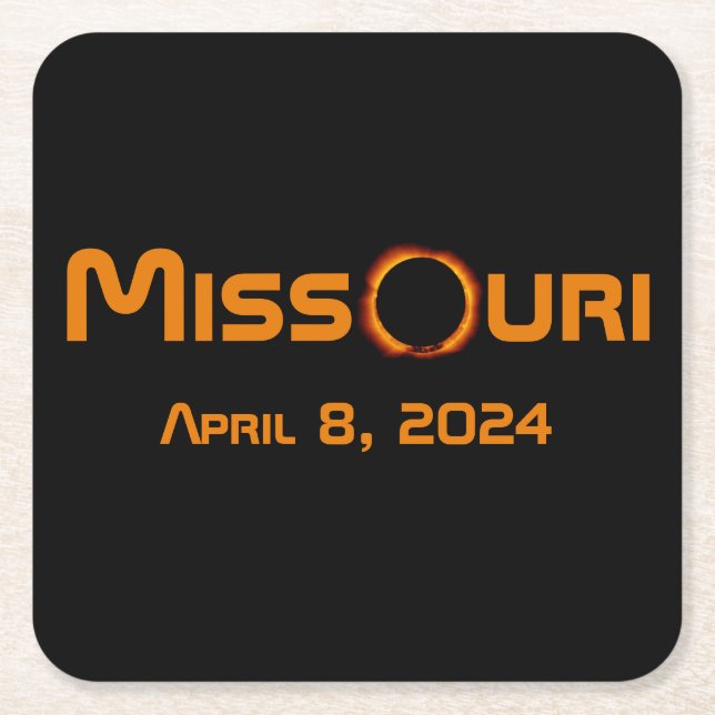 Missouri 2024 Total Solar Eclipse Underlägg Papper Kvadrat (Framsidan)