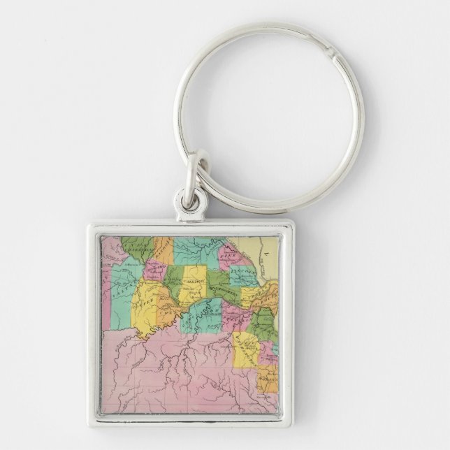 Missouri 7 fyrkantig silverfärgad nyckelring (Framsidan)