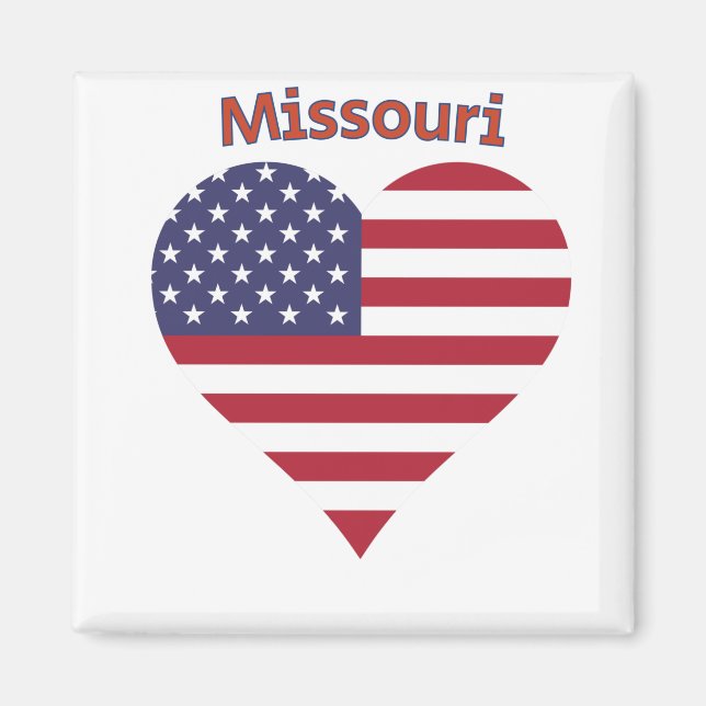 Missouri American Flagga Heart Magnet (Framsidan)