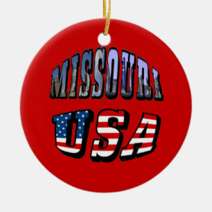 Missouri Bild och USA Text Julgransprydnad Keramik