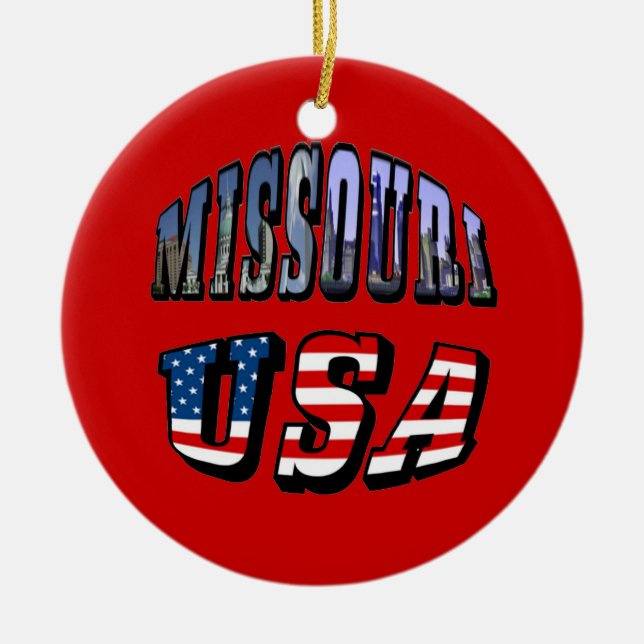 Missouri Bild och USA Text Julgransprydnad Keramik (Framsidan)
