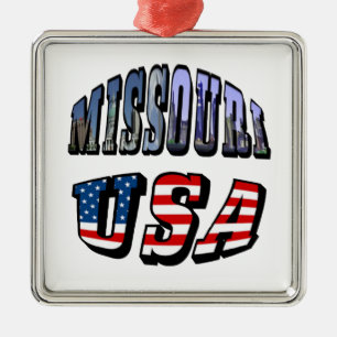 Missouri Bild och USA Text Julgransprydnad Metall