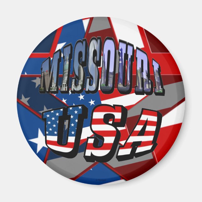 Missouri Bild och USA Text Magnet (Framsidan)