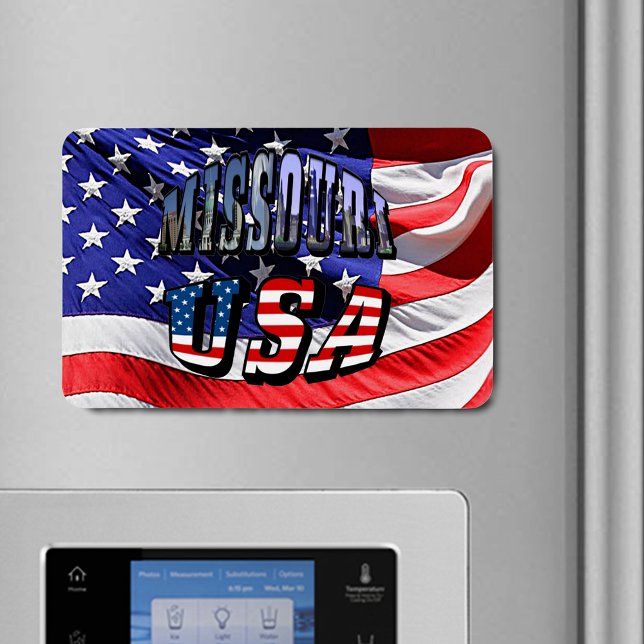 Missouri Bild och USA Text Magnet (Missouri Picture and USA Text Flexible Magnet)
