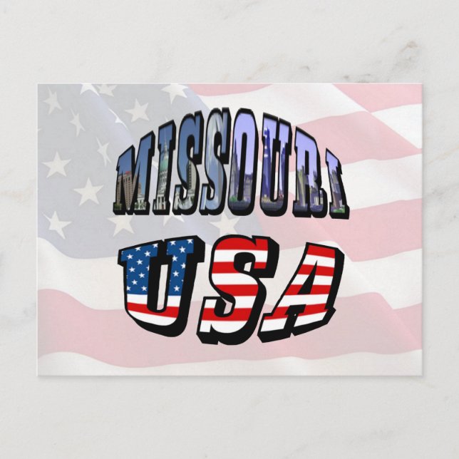 Missouri Bild och USA Text Vykort (Framsida)