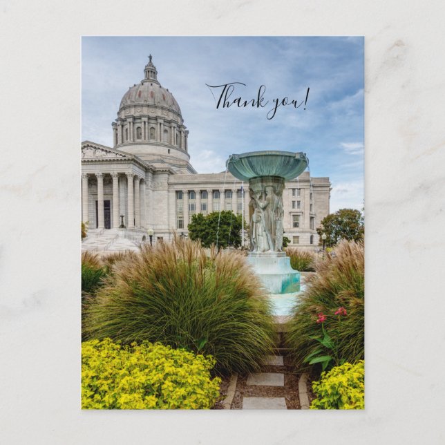 Missouri Capitol och fontän Tacksamhets vykort (Framsida)