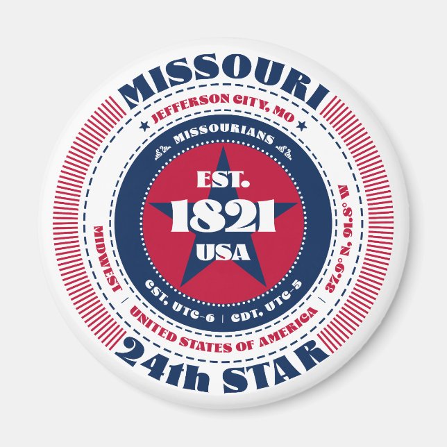 Missouri Circle Typography Souvenir Magnet (Framsidan)