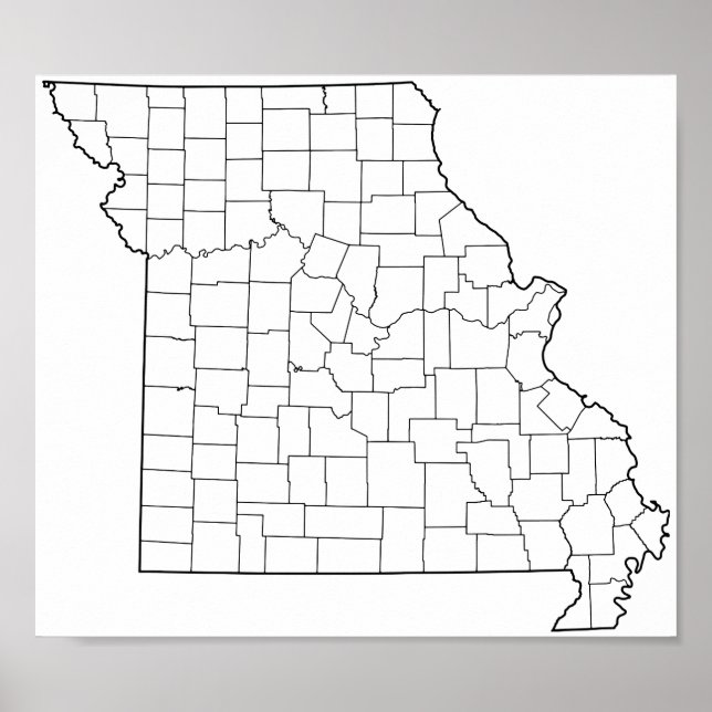 Missouri Countys Blank Outline Karta Poster (Framsidan)