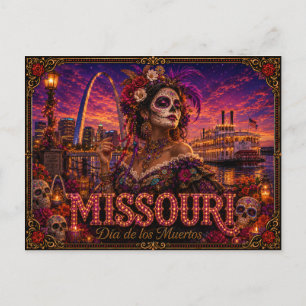 Missouri Día de los Muertos Retro Vykort