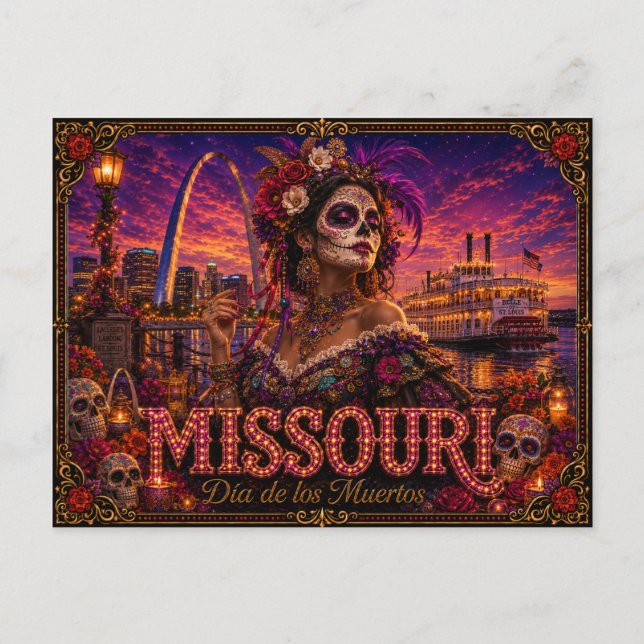 Missouri Día de los Muertos Retro Vykort (Framsida)