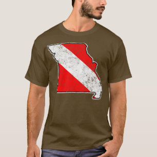 Missouri Dive Flagga Dyka State Karta Dive Fla T Shirt