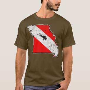 Missouri Dive Flagga Dyka State Karta Dive Fla T Shirt