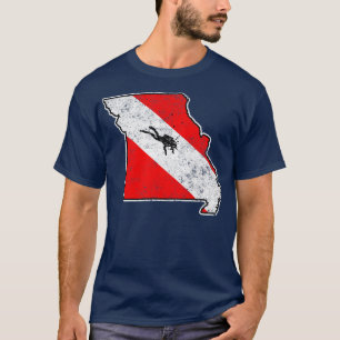 Missouri Dive Flagga Dyka State Karta Dive Fla T Shirt